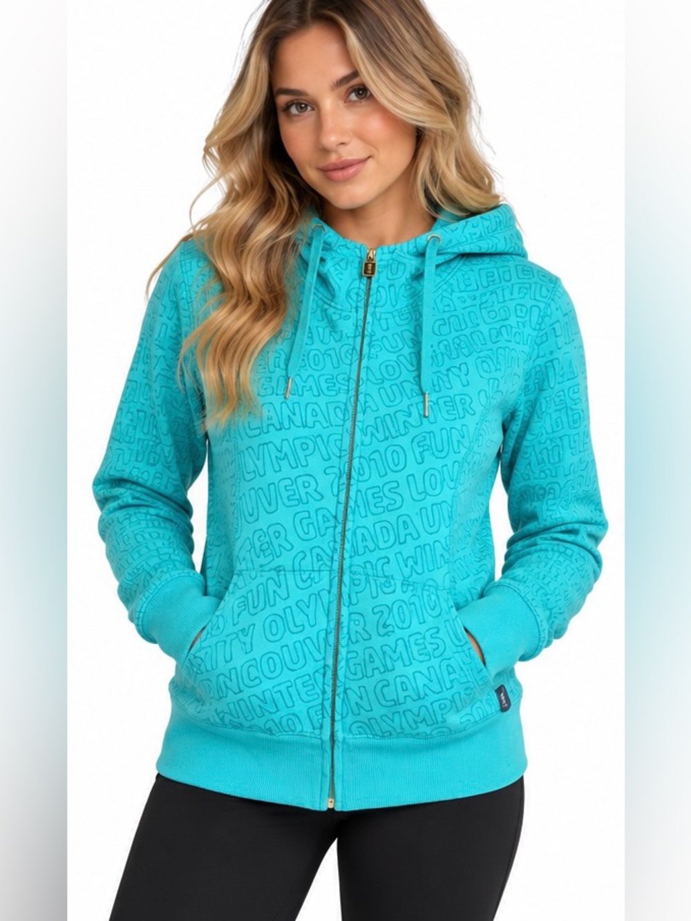 Vancouver 2010 Olympics Park Life Turquoise Full Zip Hoodie XS Canada Aritzia